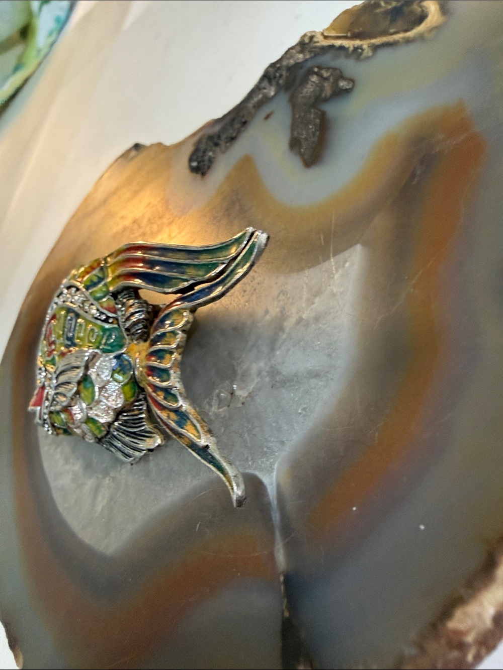 Colorful Enamel Angelfish Brooch Pin - Multicolor 2” x 1.5” - Picture 4 of 9